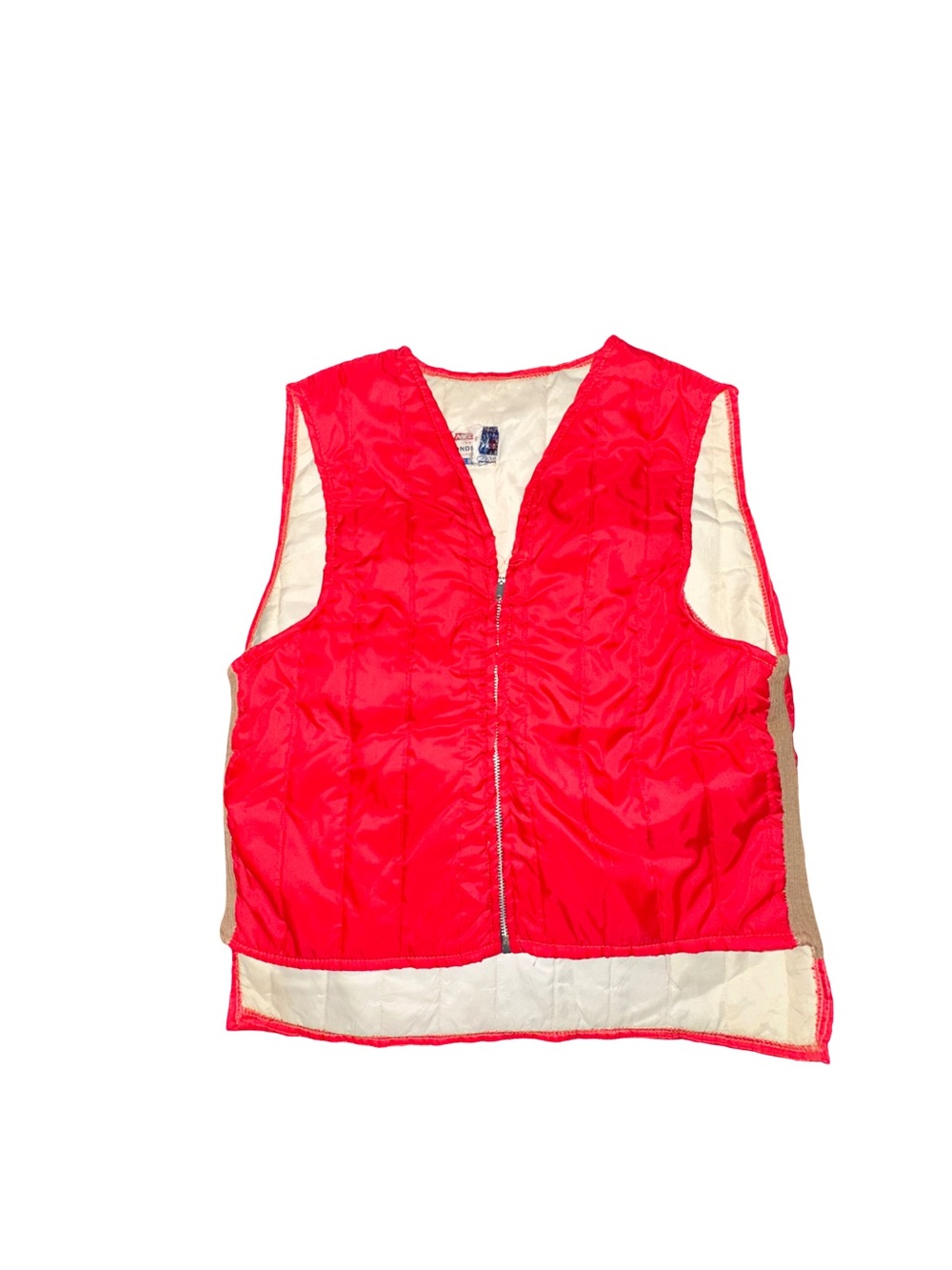 Vintage 1970s Red Quilted Dacron Insulated Nylon Vest Liner Utility Layer USA